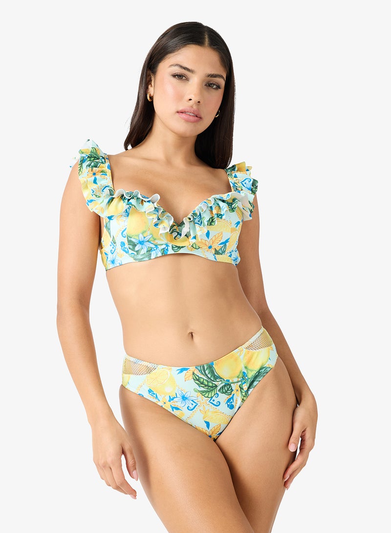 جينجر طقم بيكيني بطبعة زهور ونمر مع كيمونو بغطاء - Image 5